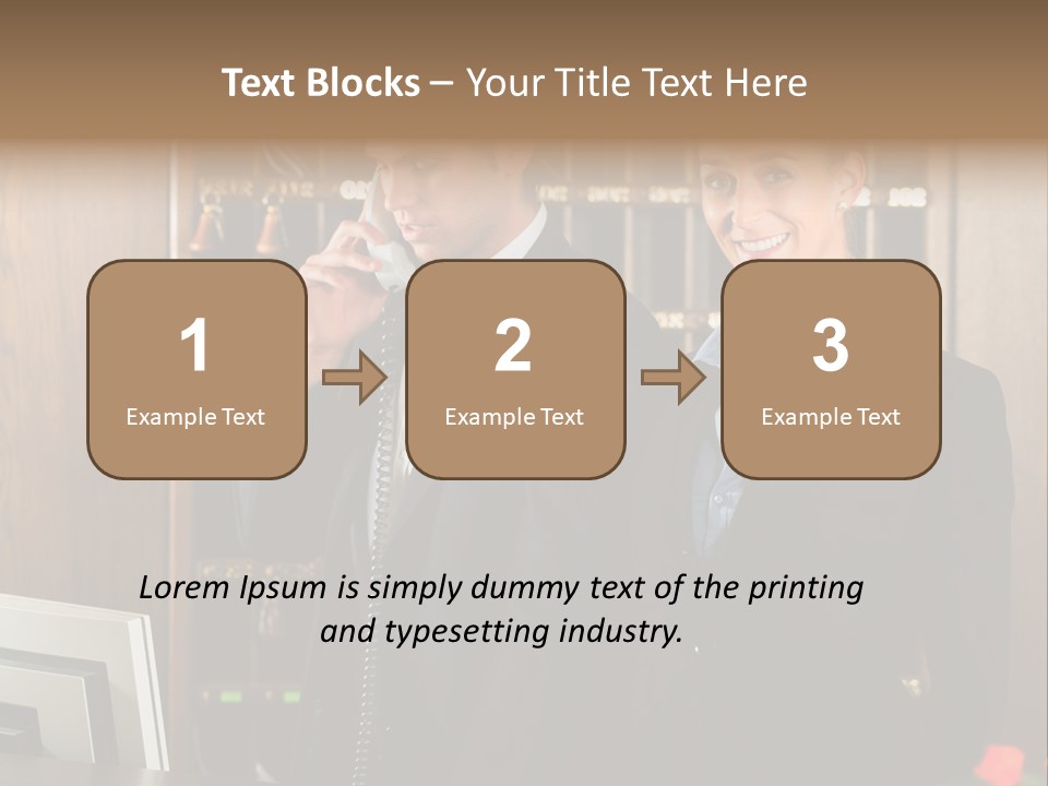 Handsome Colleague Desk PowerPoint Template