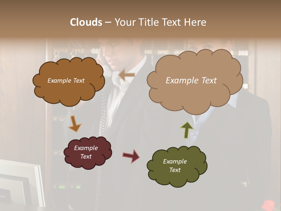 Handsome Colleague Desk PowerPoint Template