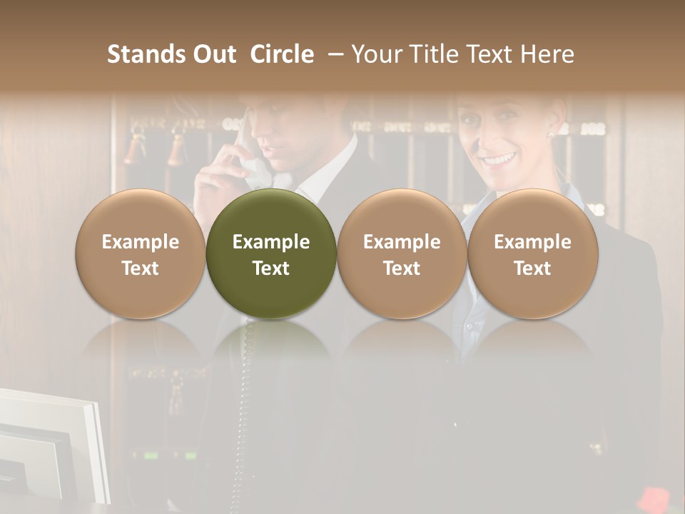Handsome Colleague Desk PowerPoint Template