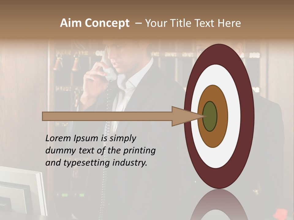 Handsome Colleague Desk PowerPoint Template