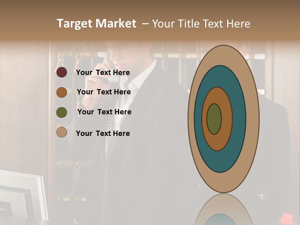 Handsome Colleague Desk PowerPoint Template