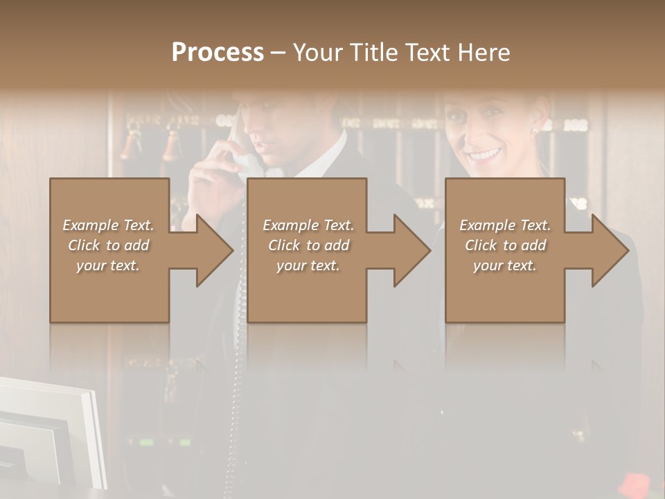 Handsome Colleague Desk PowerPoint Template