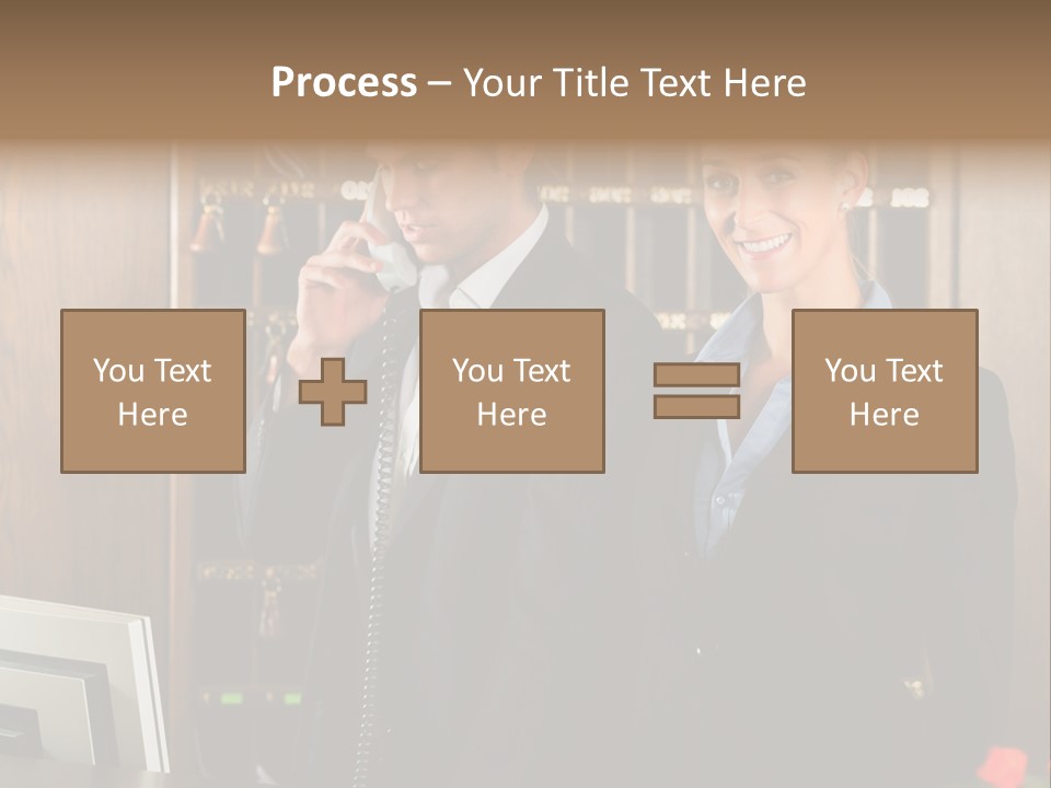 Handsome Colleague Desk PowerPoint Template