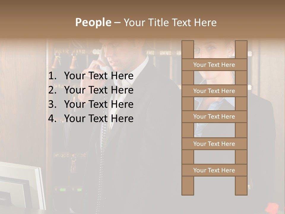 Handsome Colleague Desk PowerPoint Template