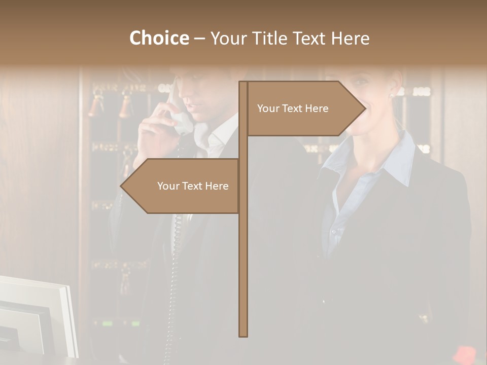 Handsome Colleague Desk PowerPoint Template
