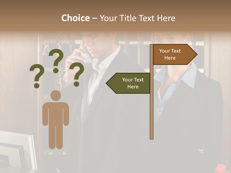 Handsome Colleague Desk PowerPoint Template