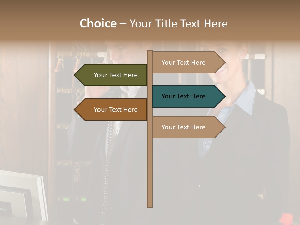 Handsome Colleague Desk PowerPoint Template