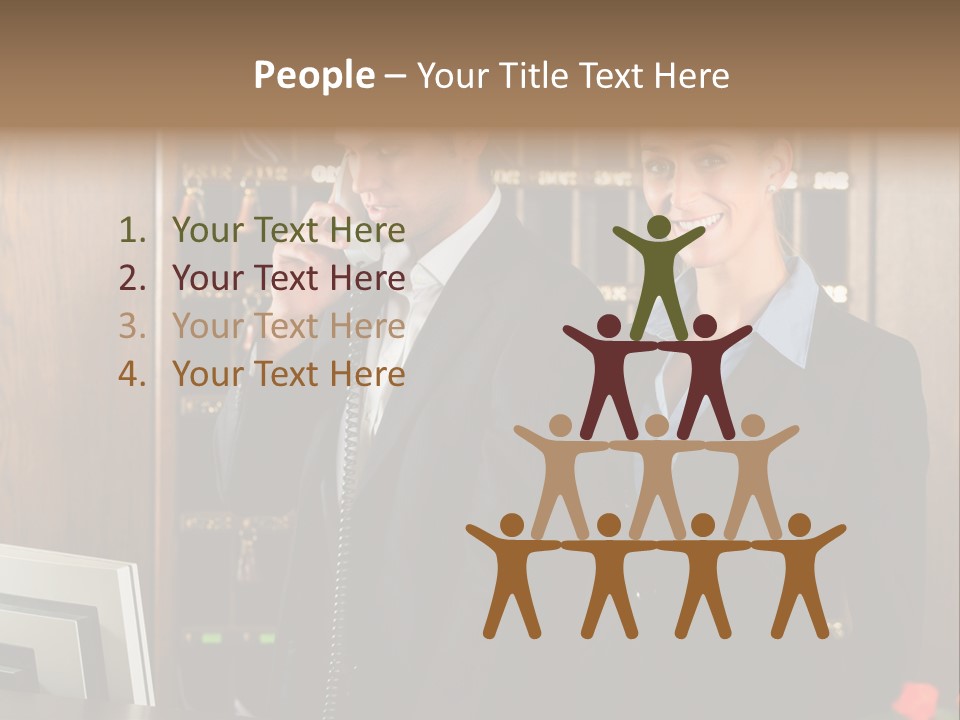 Handsome Colleague Desk PowerPoint Template