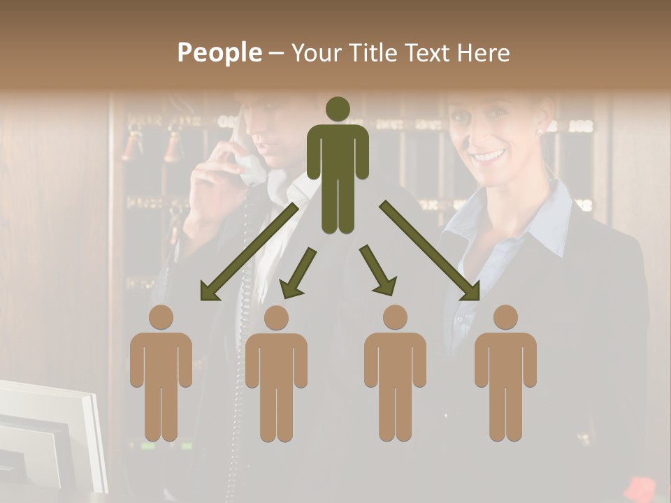 Handsome Colleague Desk PowerPoint Template