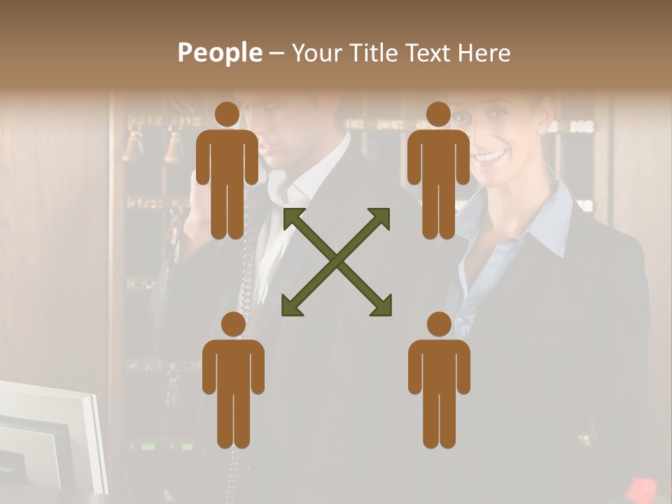 Handsome Colleague Desk PowerPoint Template