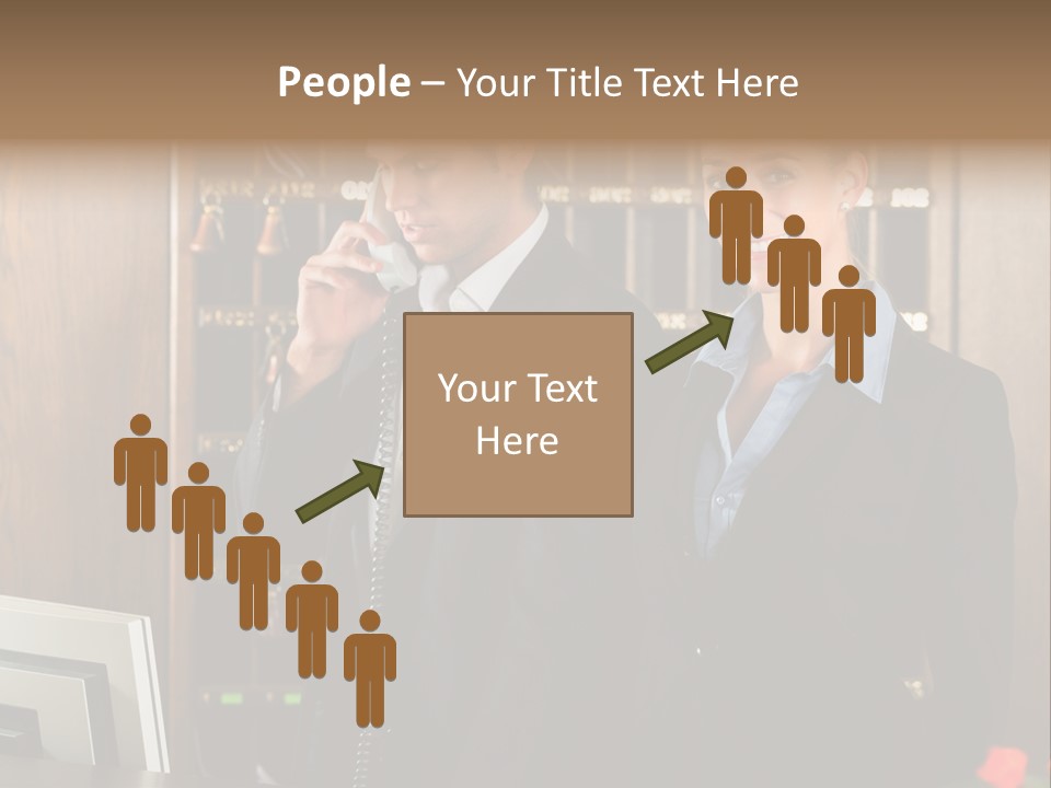 Handsome Colleague Desk PowerPoint Template