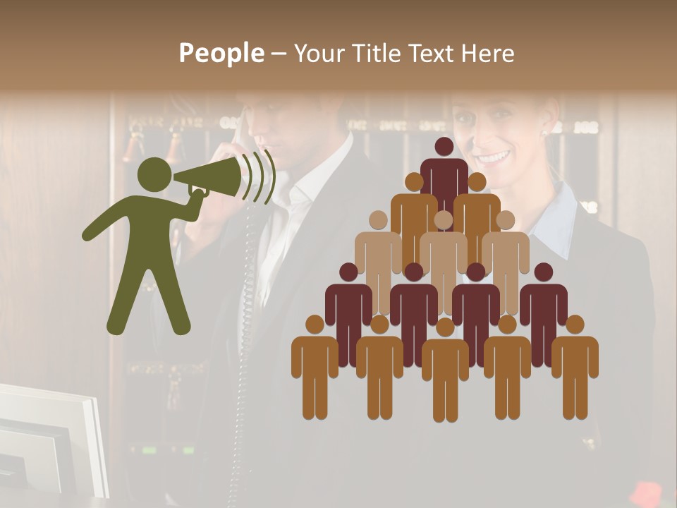 Handsome Colleague Desk PowerPoint Template