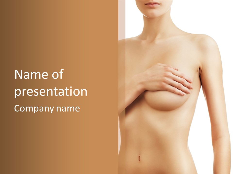 A Nude Woman With Her Breast Exposed And Her Hand On Her Chest PowerPoint Template