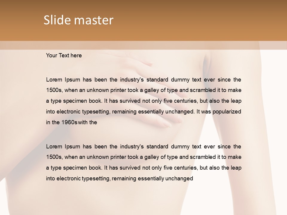 A Nude Woman With Her Breast Exposed And Her Hand On Her Chest PowerPoint Template