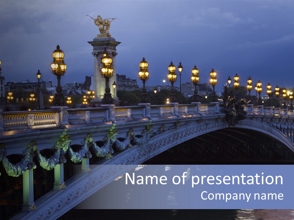 Night Paris Water PowerPoint Template