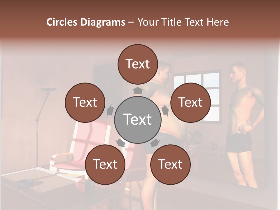 Fatten Full Length Mirror Staring PowerPoint Template