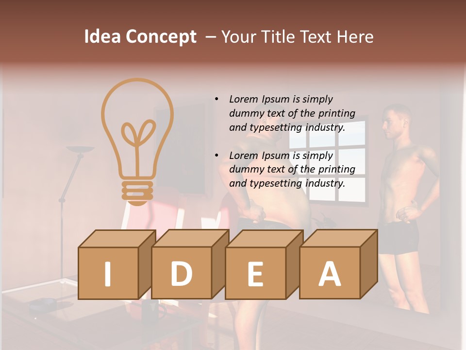 Fatten Full Length Mirror Staring PowerPoint Template