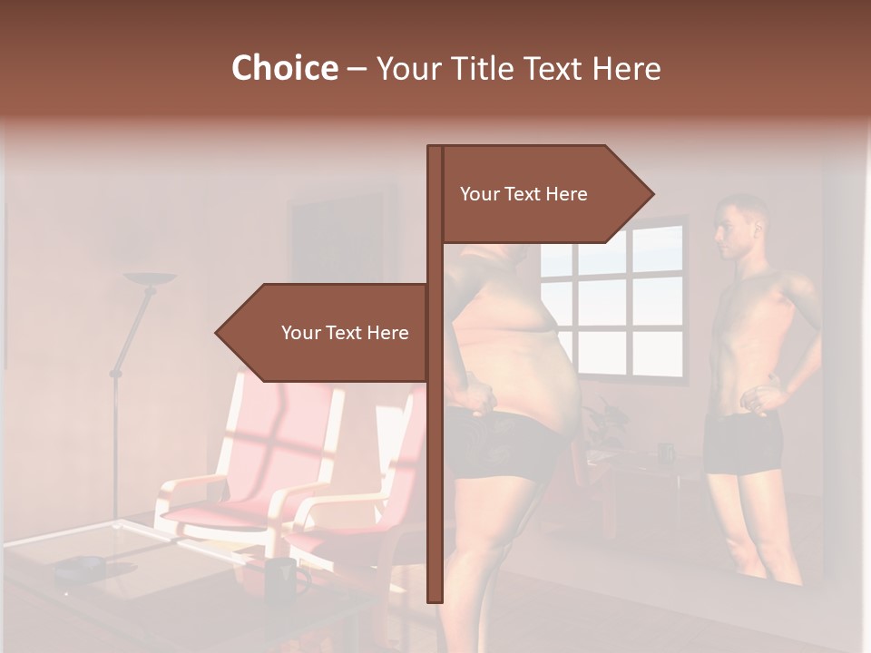 Fatten Full Length Mirror Staring PowerPoint Template