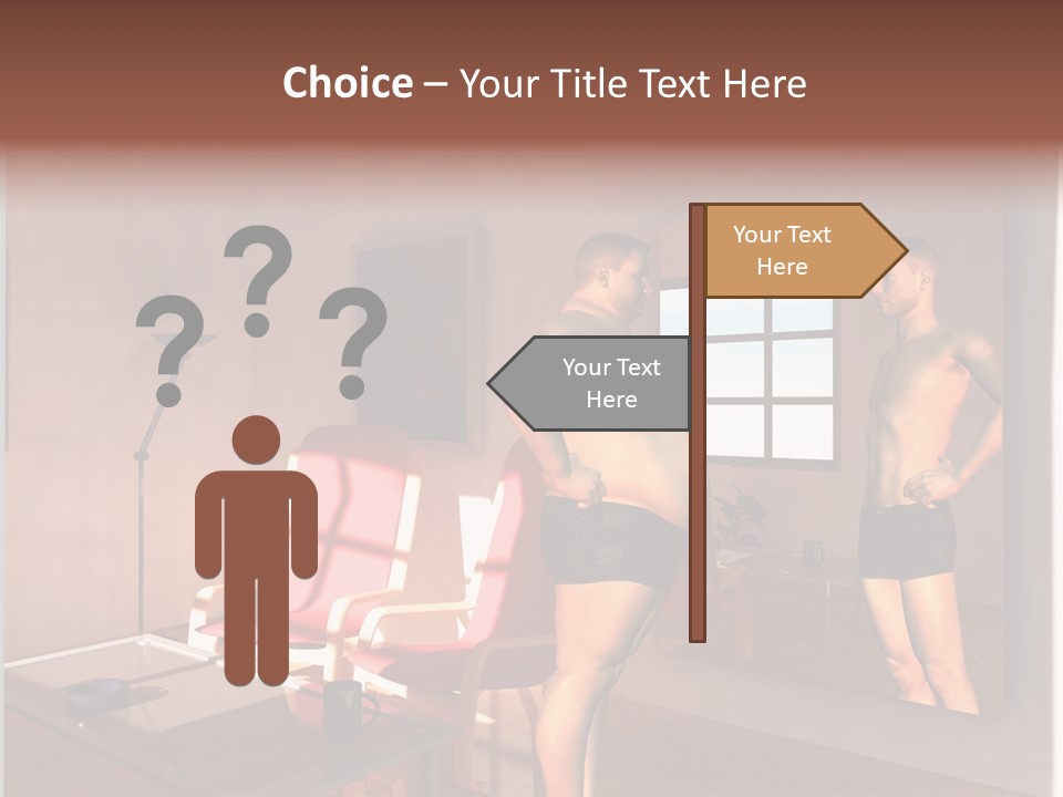 Fatten Full Length Mirror Staring PowerPoint Template
