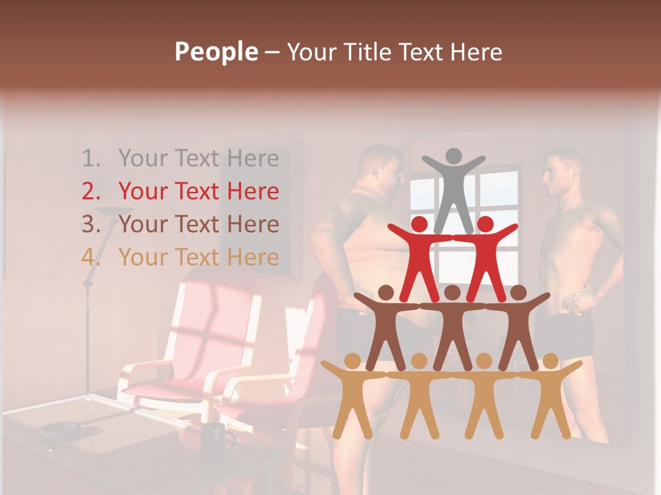 Fatten Full Length Mirror Staring PowerPoint Template