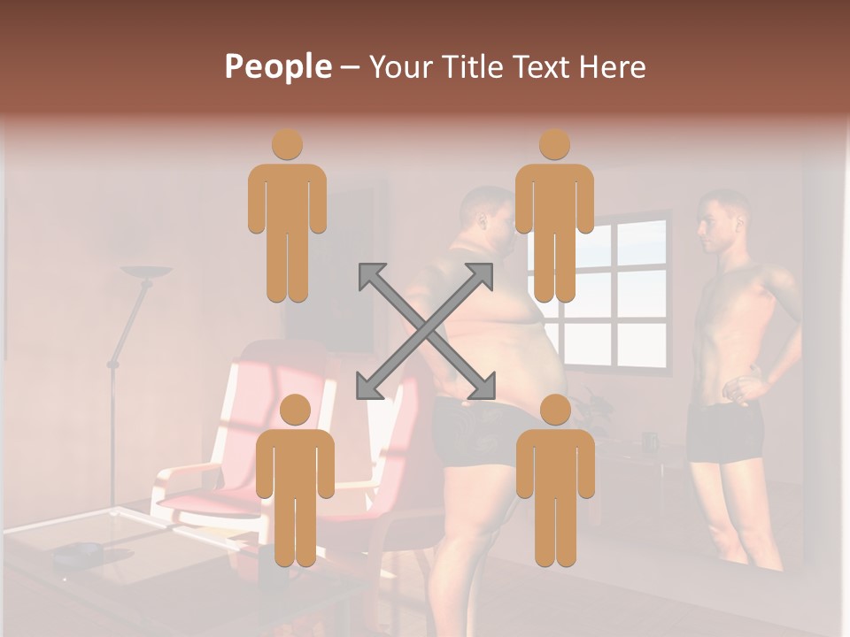 Fatten Full Length Mirror Staring PowerPoint Template