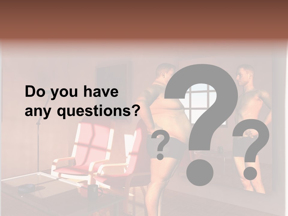 Fatten Full Length Mirror Staring PowerPoint Template