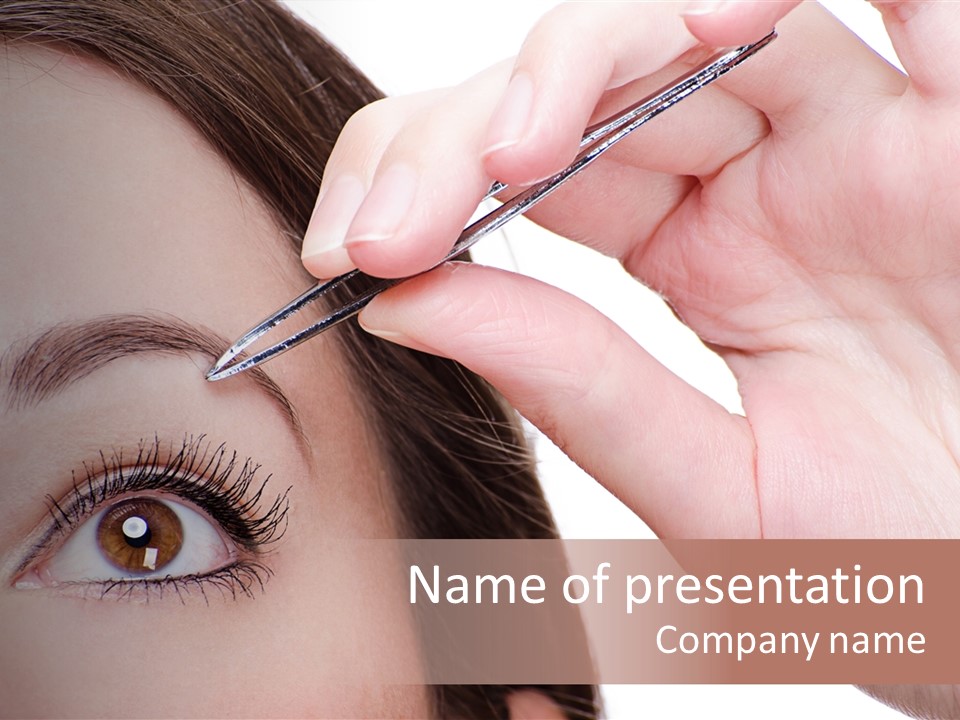 Isolated Eyebrow Tweezers Only Young Women PowerPoint Template