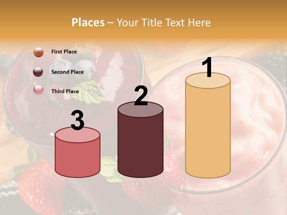 Two Glasses Of Smoothie With Strawberries On A Table PowerPoint Template