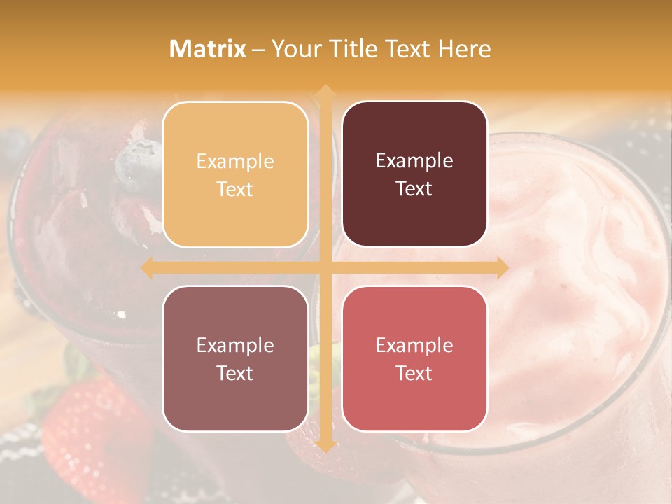 Two Glasses Of Smoothie With Strawberries On A Table PowerPoint Template