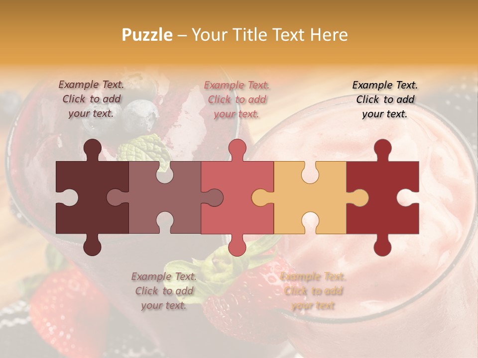 Two Glasses Of Smoothie With Strawberries On A Table PowerPoint Template