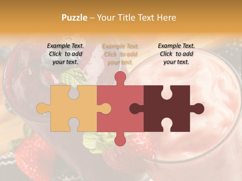 Two Glasses Of Smoothie With Strawberries On A Table PowerPoint Template