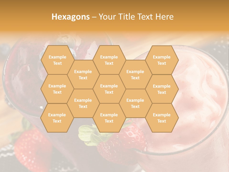 Two Glasses Of Smoothie With Strawberries On A Table PowerPoint Template