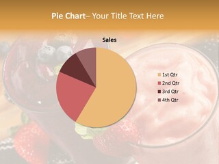 Two Glasses Of Smoothie With Strawberries On A Table PowerPoint Template