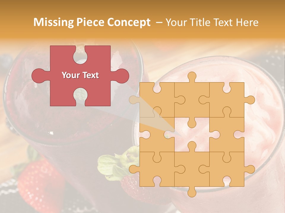 Two Glasses Of Smoothie With Strawberries On A Table PowerPoint Template