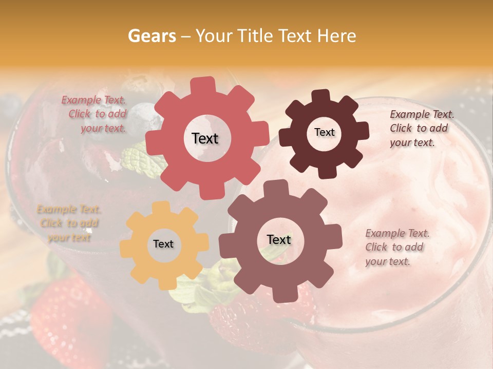 Two Glasses Of Smoothie With Strawberries On A Table PowerPoint Template
