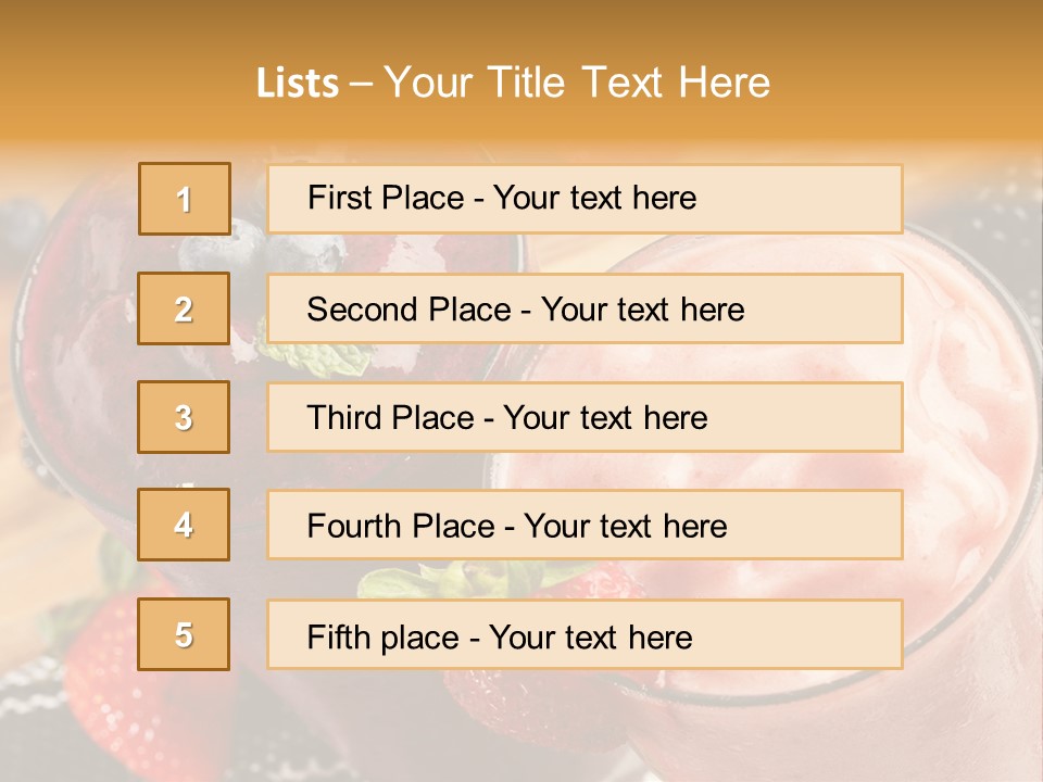 Two Glasses Of Smoothie With Strawberries On A Table PowerPoint Template