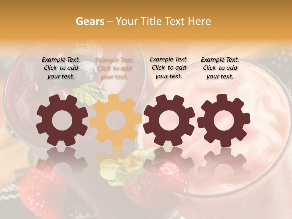 Two Glasses Of Smoothie With Strawberries On A Table PowerPoint Template