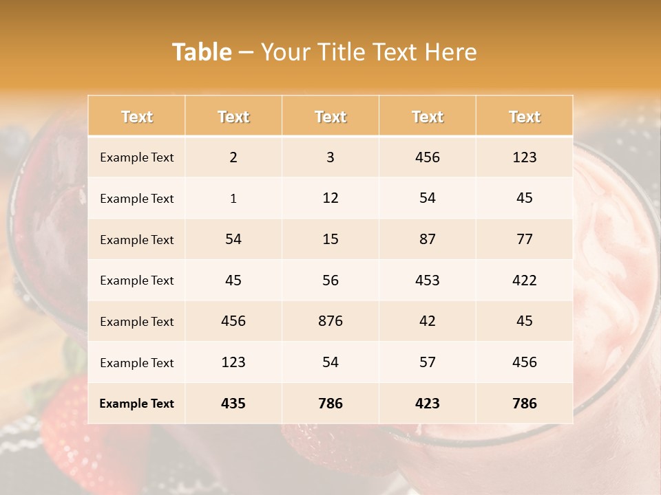 Two Glasses Of Smoothie With Strawberries On A Table PowerPoint Template
