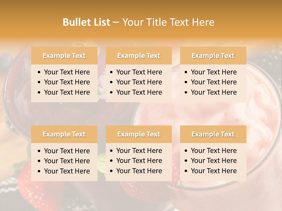 Two Glasses Of Smoothie With Strawberries On A Table PowerPoint Template