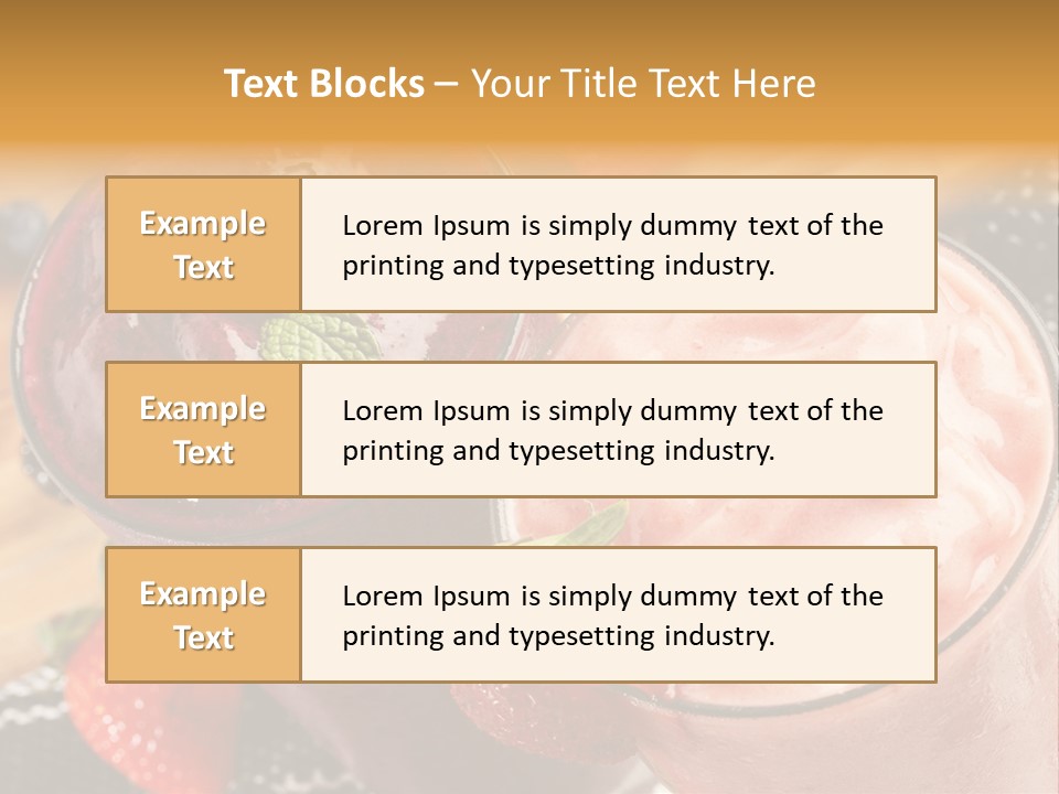 Two Glasses Of Smoothie With Strawberries On A Table PowerPoint Template