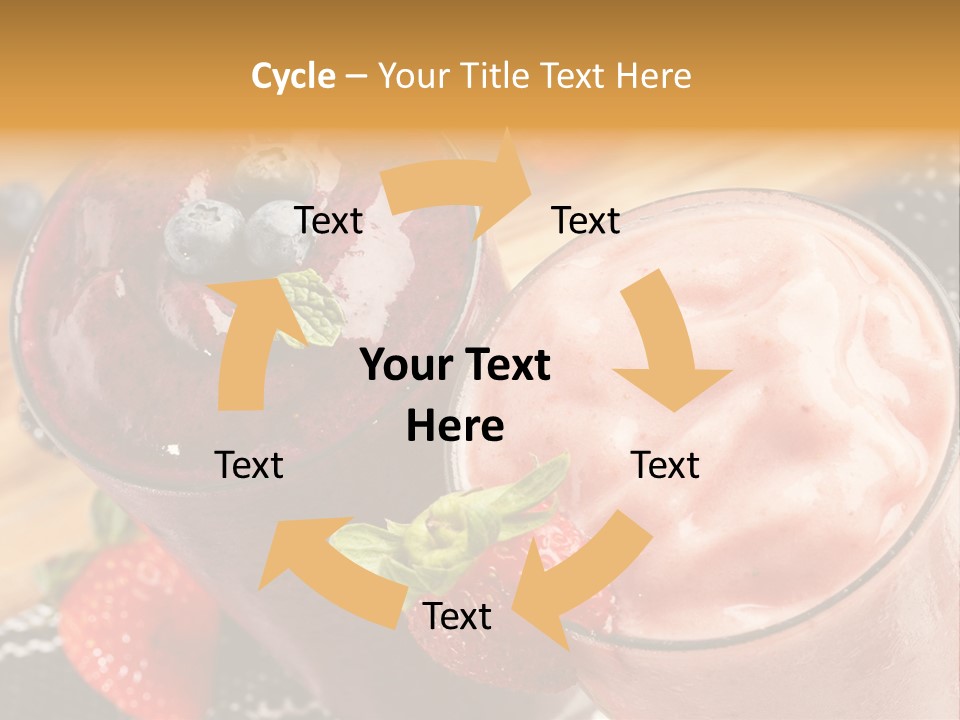 Two Glasses Of Smoothie With Strawberries On A Table PowerPoint Template