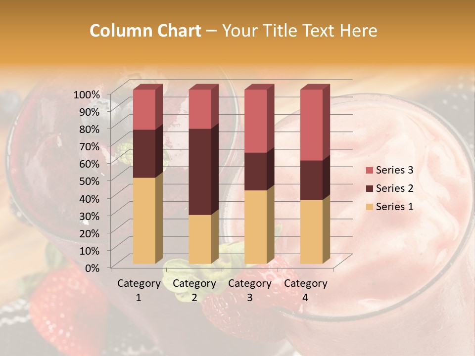 Two Glasses Of Smoothie With Strawberries On A Table PowerPoint Template