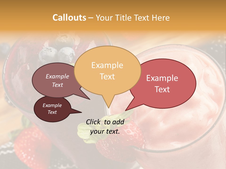 Two Glasses Of Smoothie With Strawberries On A Table PowerPoint Template