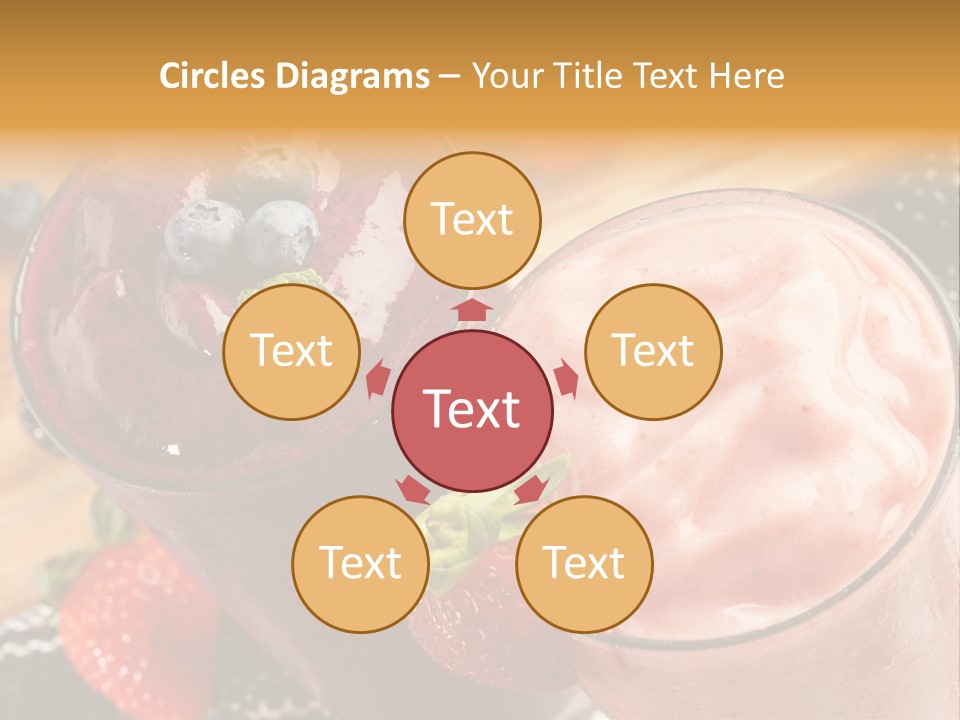 Two Glasses Of Smoothie With Strawberries On A Table PowerPoint Template