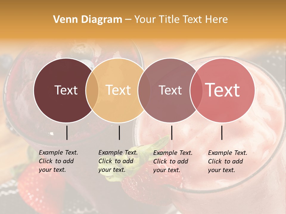 Two Glasses Of Smoothie With Strawberries On A Table PowerPoint Template