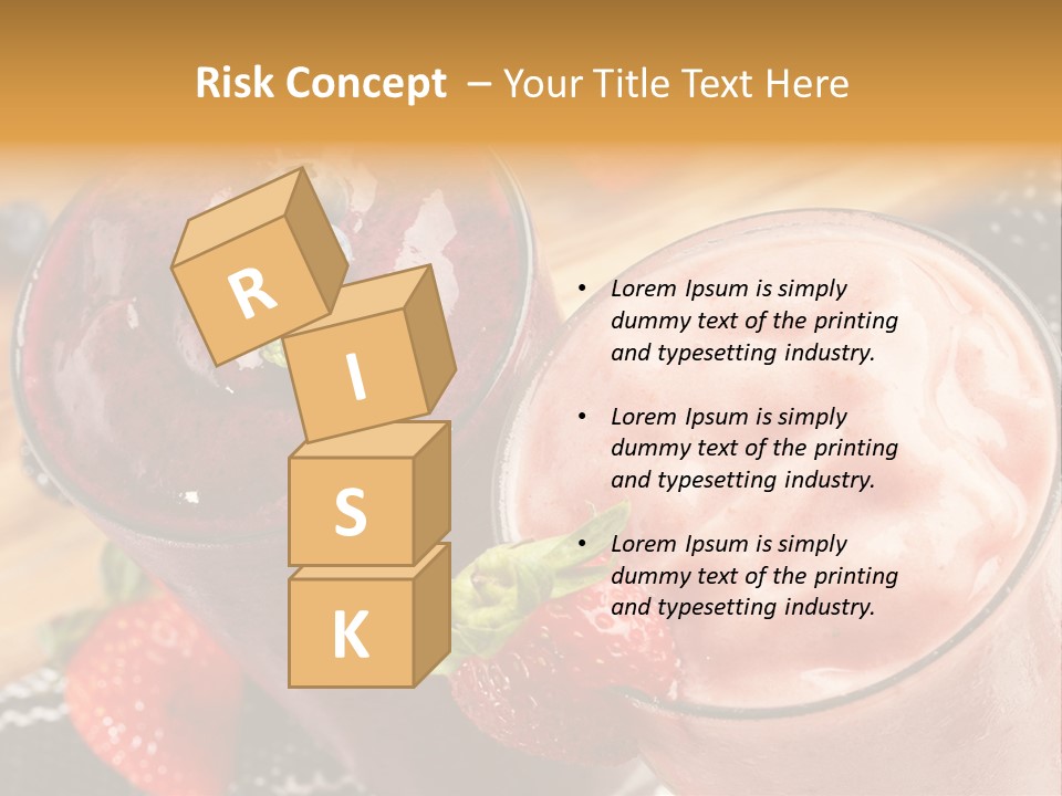 Two Glasses Of Smoothie With Strawberries On A Table PowerPoint Template