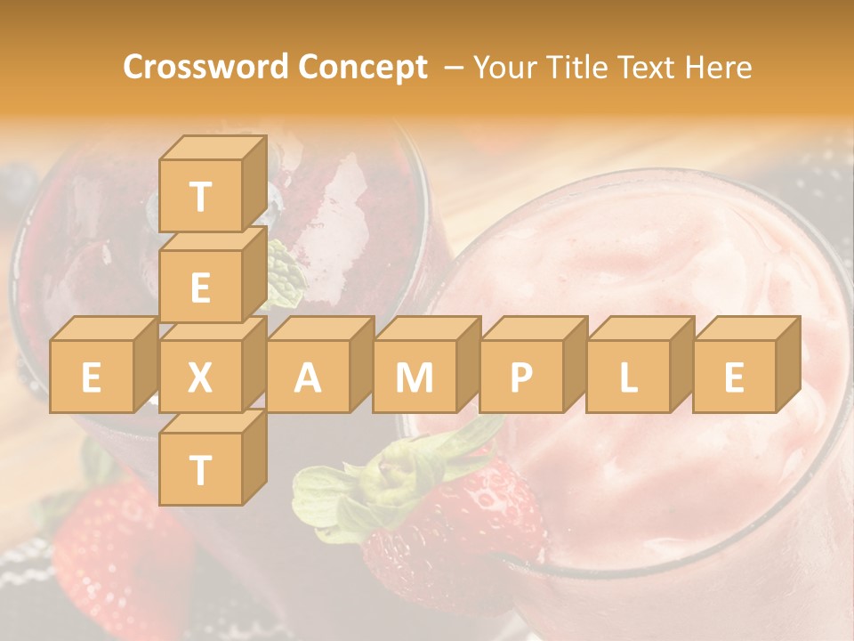 Two Glasses Of Smoothie With Strawberries On A Table PowerPoint Template