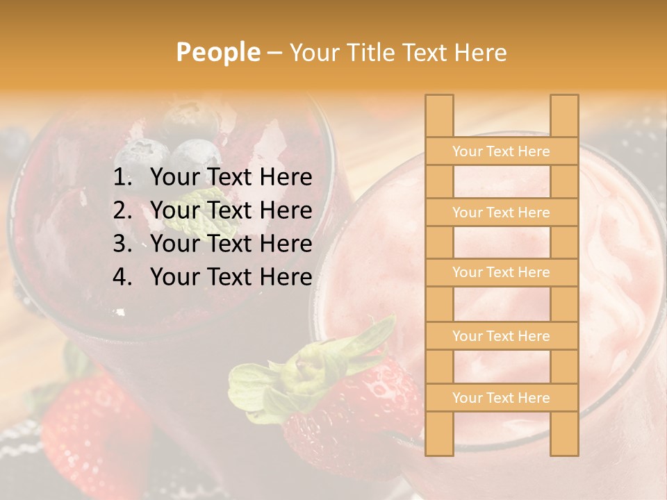 Two Glasses Of Smoothie With Strawberries On A Table PowerPoint Template