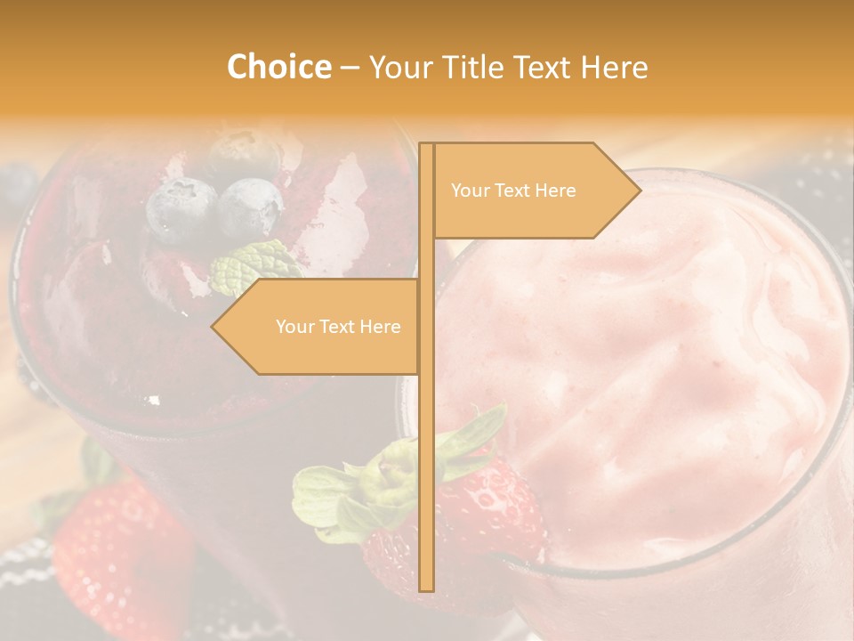 Two Glasses Of Smoothie With Strawberries On A Table PowerPoint Template