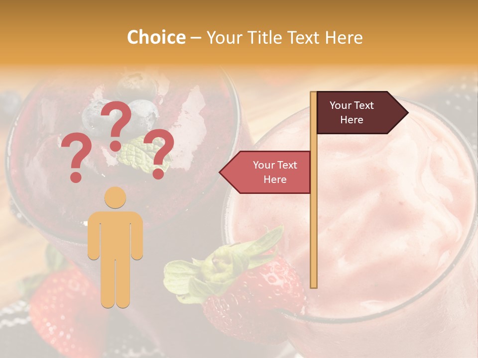 Two Glasses Of Smoothie With Strawberries On A Table PowerPoint Template